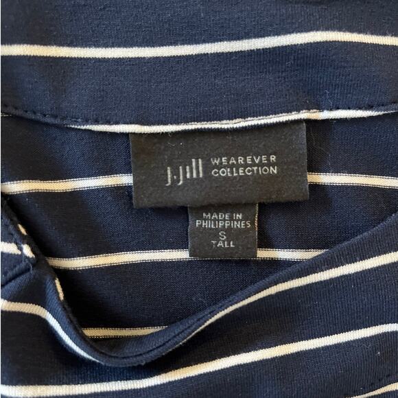 J.Jill Wearever Striped Long Sleeve Tunic Top Size Small Tall Navy White Coastal - Picture 3 of 8
